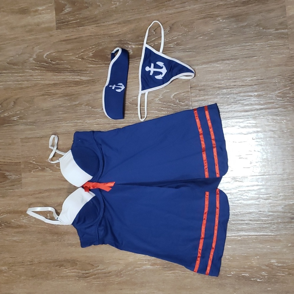 (L) Rampage Intimates Sailor Theme Coord Set Nautical Cosplay Empire Waist